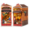 Rolife Wisdom Stationery Shop DIY Book Nook Kit 472-Piece Wooden Dollhouse 3D Puzzle DIY Miniature House Model Building Kit with LED Light for Bookshelf Decor Gift for Book Lovers