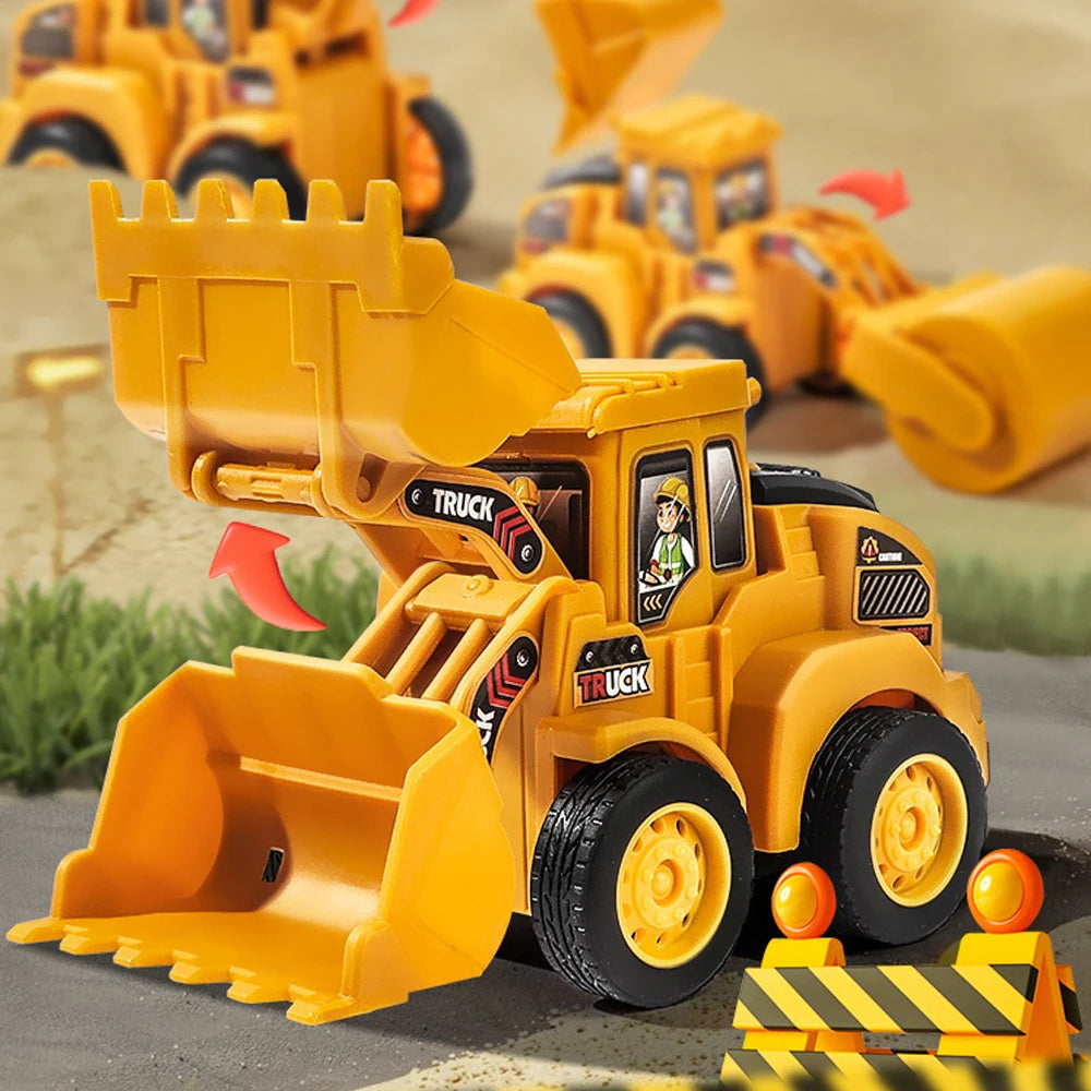 Engineering Vehicle Model Press Sliding Car Excavator Bulldozer Children Educational Construction Vehicle Toy Kids Boy Gift