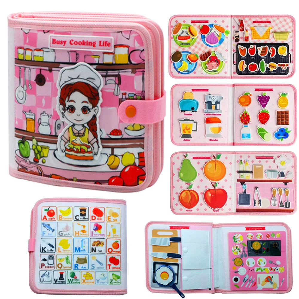 Toddlers Montessori Toy Busy Book 3D Baby Story Cloth Activities Felt Quite Book Board Preschool Learning Education Travel Toys
