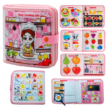 Toddlers Montessori Toy Busy Book 3D Baby Story Cloth Activities Felt Quite Book Board Preschool Learning Education Travel Toys