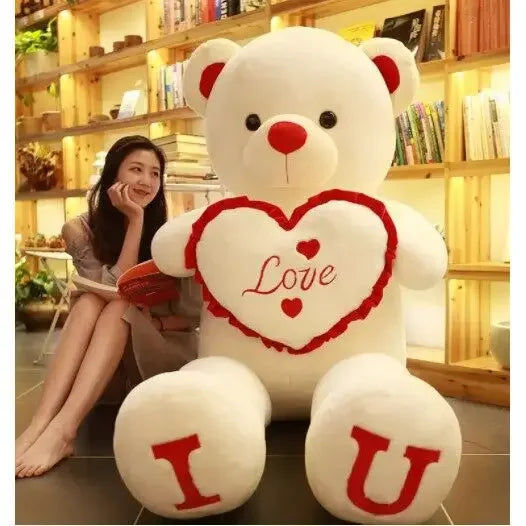 80/100cm Big LOVE Bear Plush Toy Lovely Huge Stuffed Soft Bear Doll Lover Bear Kid Toy Girlfriend Valentine's Day Birthday Gifts