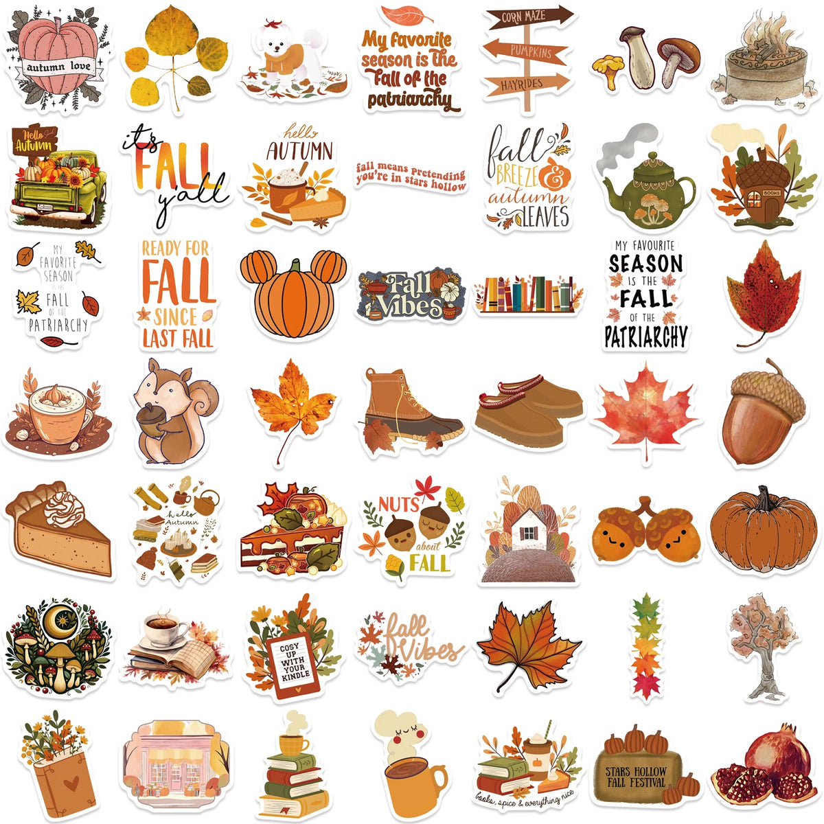 50pcs Autumn Fall Maple Leaves Sticker Travel Suitcase Phone Laptop Luggage Classic Stickers Home Decor Diy