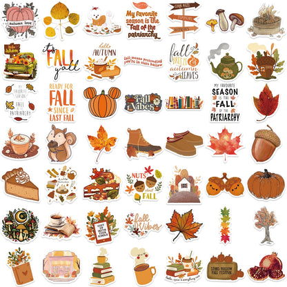 50pcs Autumn Fall Maple Leaves Sticker Travel Suitcase Phone Laptop Luggage Classic Stickers Home Decor Diy