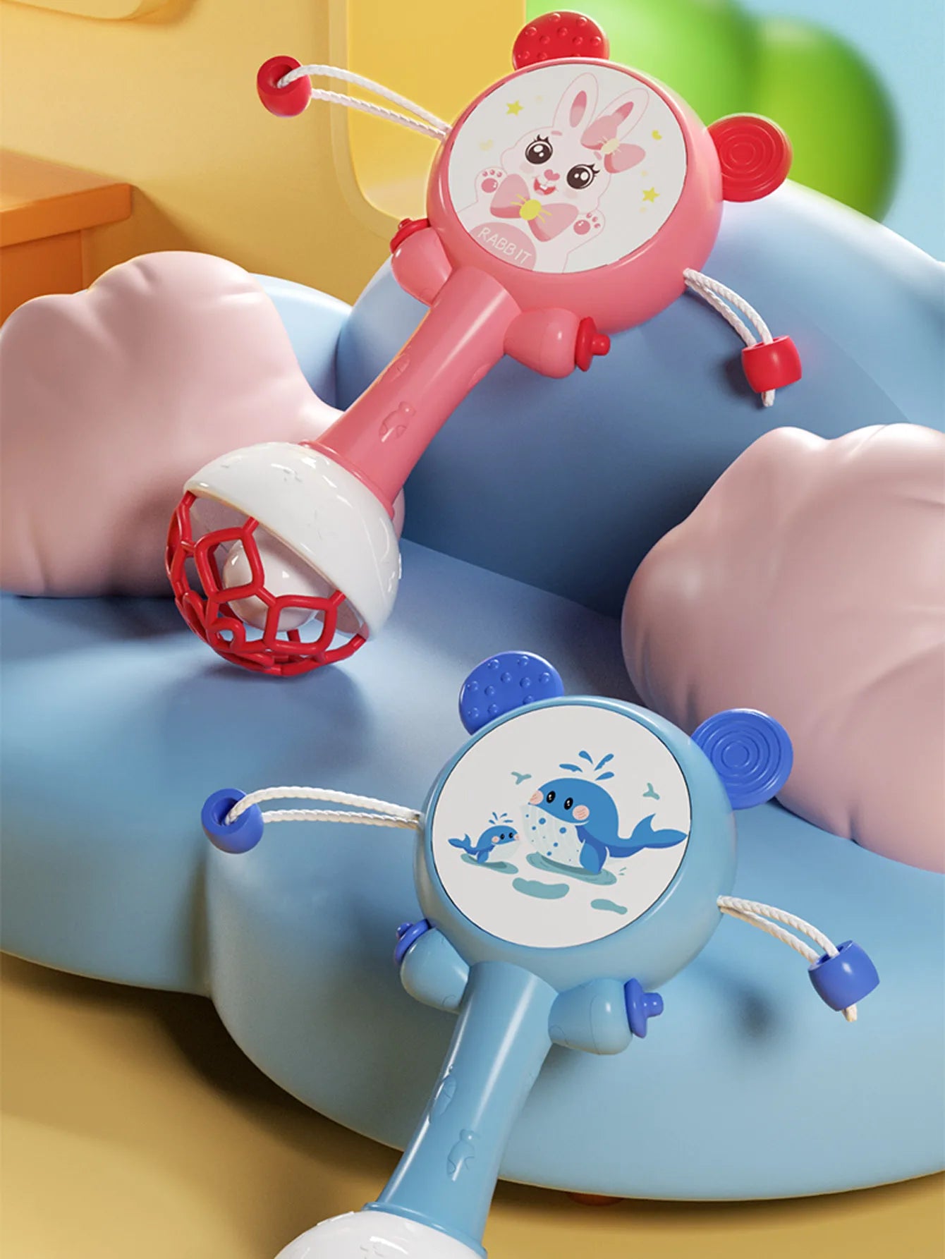 Baby Rattle Toys Teether Hand Bells Mobile Infant Stop Weep Tear Rattles Early Educational Toy for Newborn Gifts 0-18M