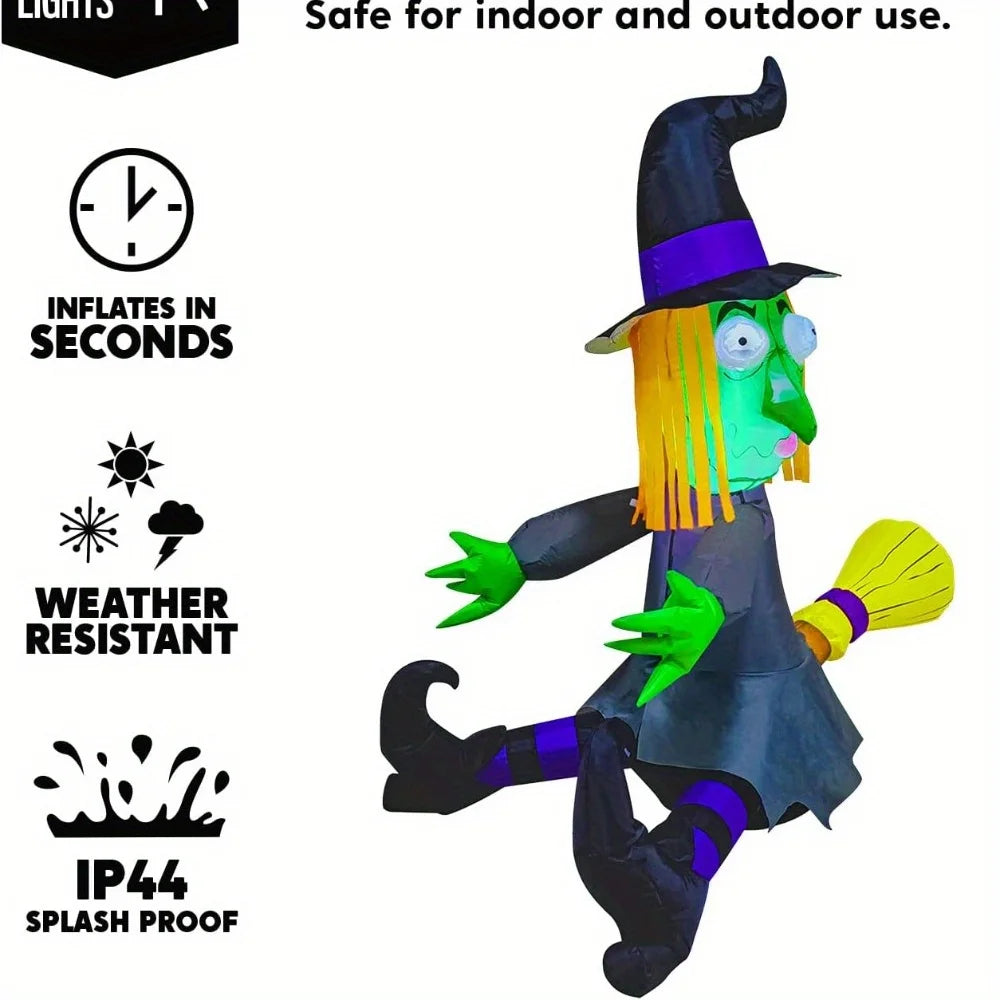 4FT Halloween Witch Inflatable Witch with Build-in LED Lights Outdoor Blow Up Decor for Yard Trees & Parties | Witch Decorations, Halloween Inflatables Outdoor, Blow Up Yard Decor