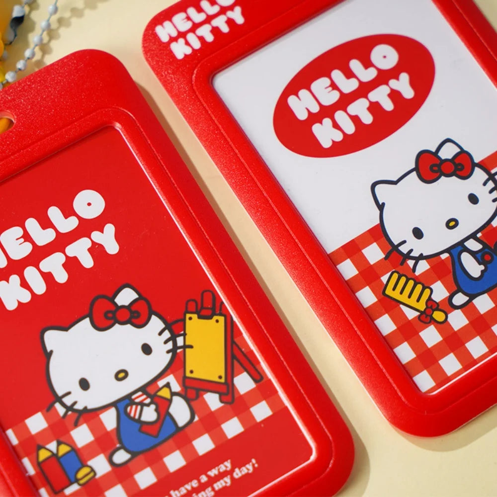 Genuine Sanrio Hello Kitty Slide ID Card Holder Door Badge Holder Lanyards Keychain Work Credential Case Employee Pass Gift
