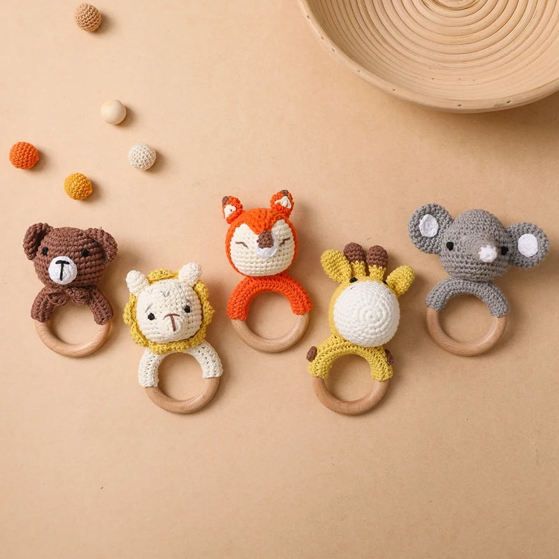 Baby Toys Crochet Animal Rattle Cartoon Music Rattle Toys for Baby Kawaii Teether Rattle Baby Toy 0 12 Months Montessori Toys
