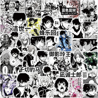 10/30/70pcs BLUE LOCK Football Anime Stickers Cool Black and White Cartoon Graffiti Sticker Decals for Phone Skateboard Notebook