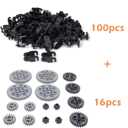 100pcs Technical Gear Set Link Chain Bricks Gears Set Parts 3711 14696 10928 94925 3648 3649 for MOC Building Blocks Train Toys