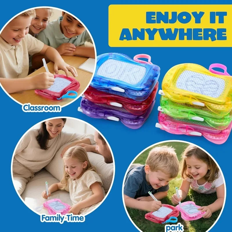 12 Pcs Mini Magnetic Drawing Board 6 Different Color Erasable Keychain Drawing Board Writing Pad for Boys and Girls Party Favors for Kids 8-12, Classroom Prize, Birthday Goodie Bag Stuffers