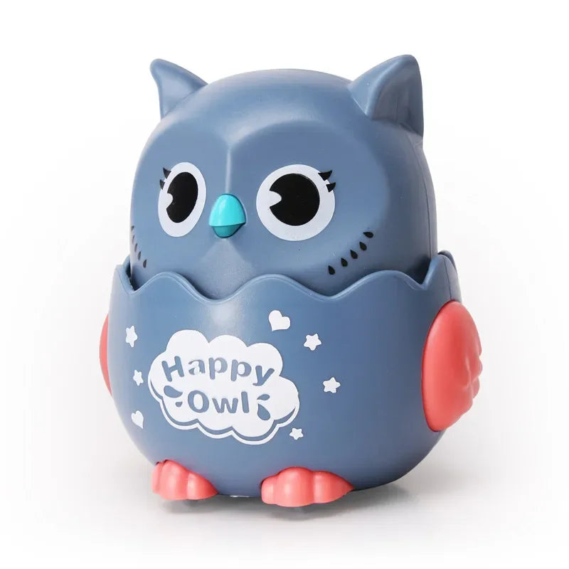 Classic Wind Up Interactive Owl Shaped Press Mechanical Sliding Toys for Boys Girls Birthday Xmas Gift