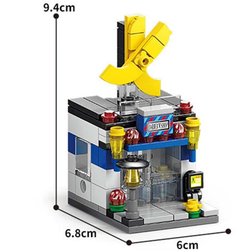 NEW DIY Makeup Convenience Store Flower Shop Hair Salon Piano Game Hall Fruit Bookstore Building Blocks Bricks Movie Model Toy