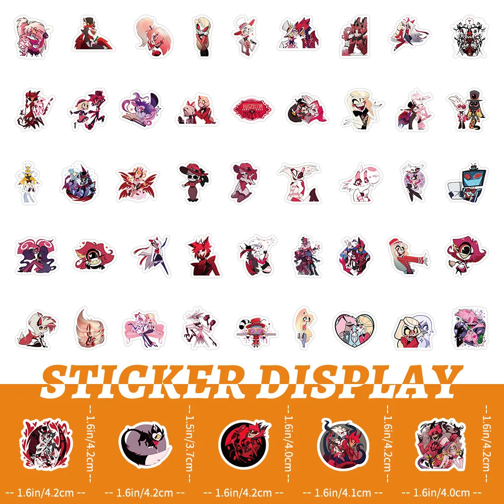 100pcs Cartoon Hazbin Hotel‌ Anime Stickers for DIY Scrapbooking Stationery Handbook Phone Water Cup Luggage Waterproof Sticker
