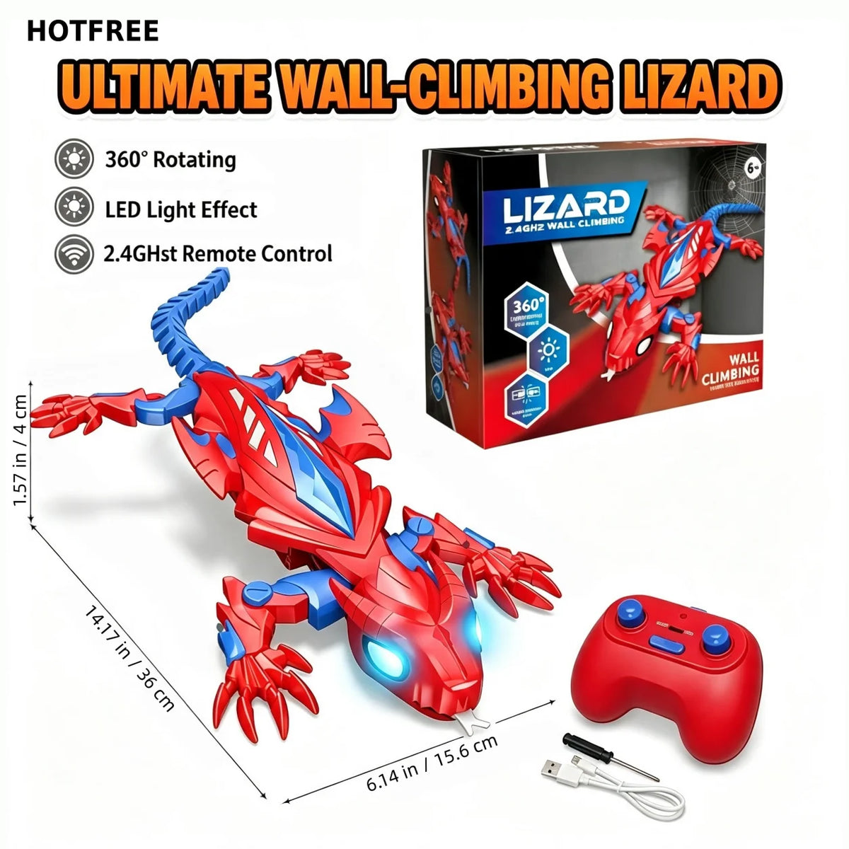 Hotfree Wall Crawler Gecko Lizard, Rechargeable Remote Control Robot Kids Toys, Spider RC Wall Climbing Funny Prank Toys
