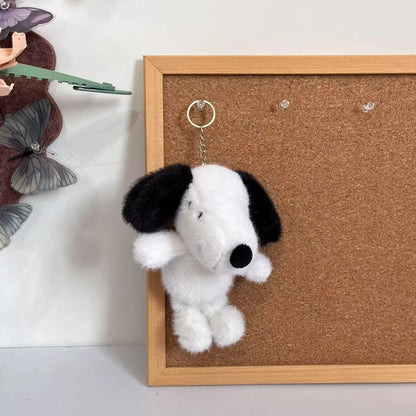 Pink Snoopy Plush Keychain Cute Soft White Black Stuffed Animals Doll Kawai Couple Bag Pendant Backpack Cartoon Plush Toys