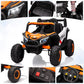 12V Kids Ride On Car UTV Truck With Remote Control 4WD/2WD Switchable Electric Vehicle With 4 Spring Suspension EVA Tires Safety Belt Double Open Doors Bluetooth Music LED Lights for Ages 3-8 Years