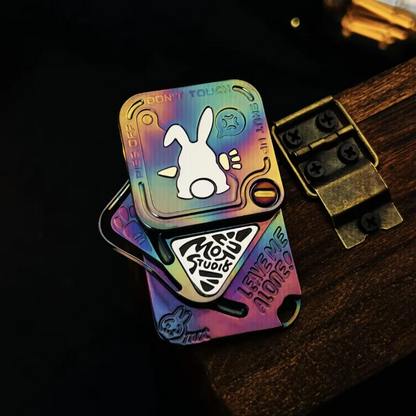 SNAP Grumpy Rabbit Fidget Spinner Tuning Fork Three Layers Magnetic Side Push Slider Metal Decompression Fingertip EDC Toy