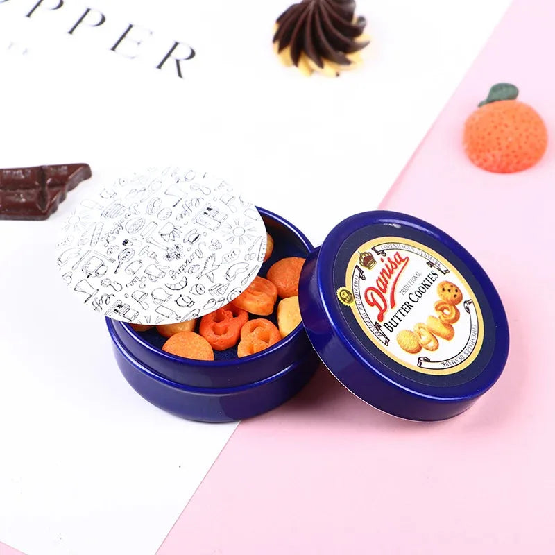 1Pcs 1/12 Dollhouse Miniature Danish Cookie  Box Model Set Kitchen Accessories For Doll House Decor Kids Toys Gift