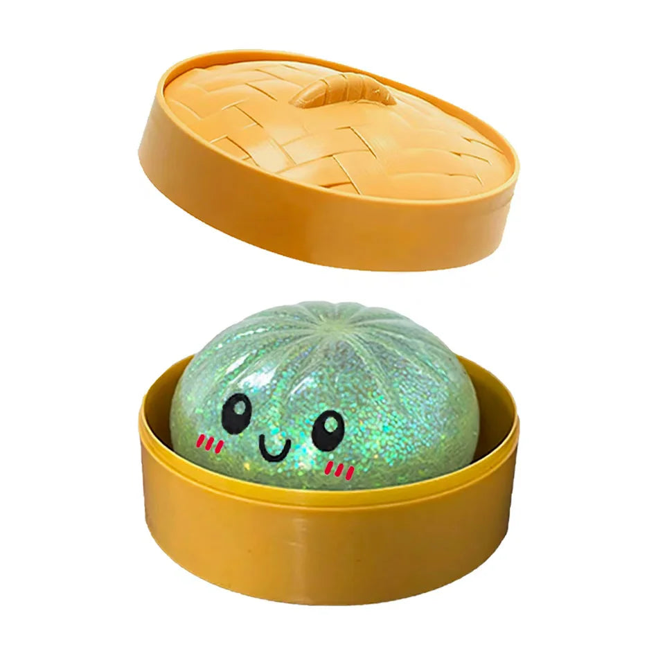 Hot Glitter Dumpling Squishy with Box Dumplings Sensory Squeeze Toy for Stress Relief Fans Gifts
