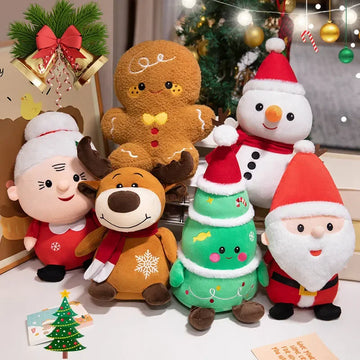 Cute Christmas Plush Toys – Santa, Elk, Snowman & Gingerbread Doll