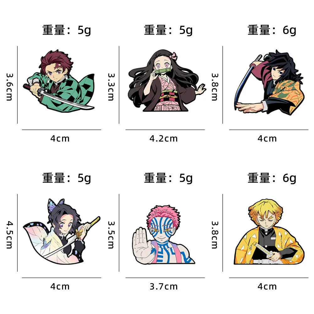 4/8Pcs Anime Demon Slayer Enamel Brooch Pins Kimetsu No Yaiba Character Tanjirou Nezuko Rengoku Metal Lapel Badge Cosplay Gift