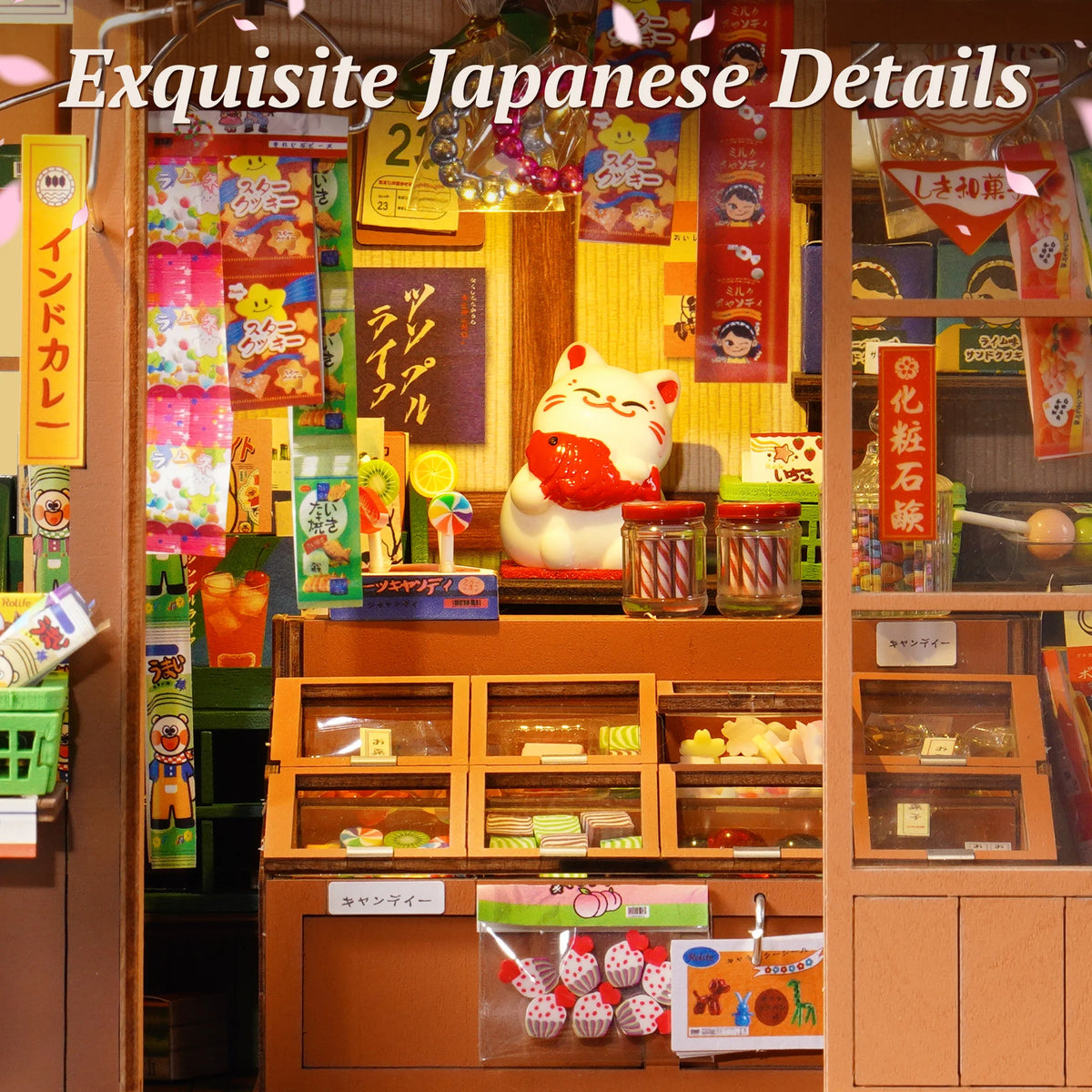 Rolife Nostalgic Corner Shop DIY Book Nook Kit with Sliding Door Wooden Dollhouse 3D Puzzle with LED Light for Bookshelf Decor