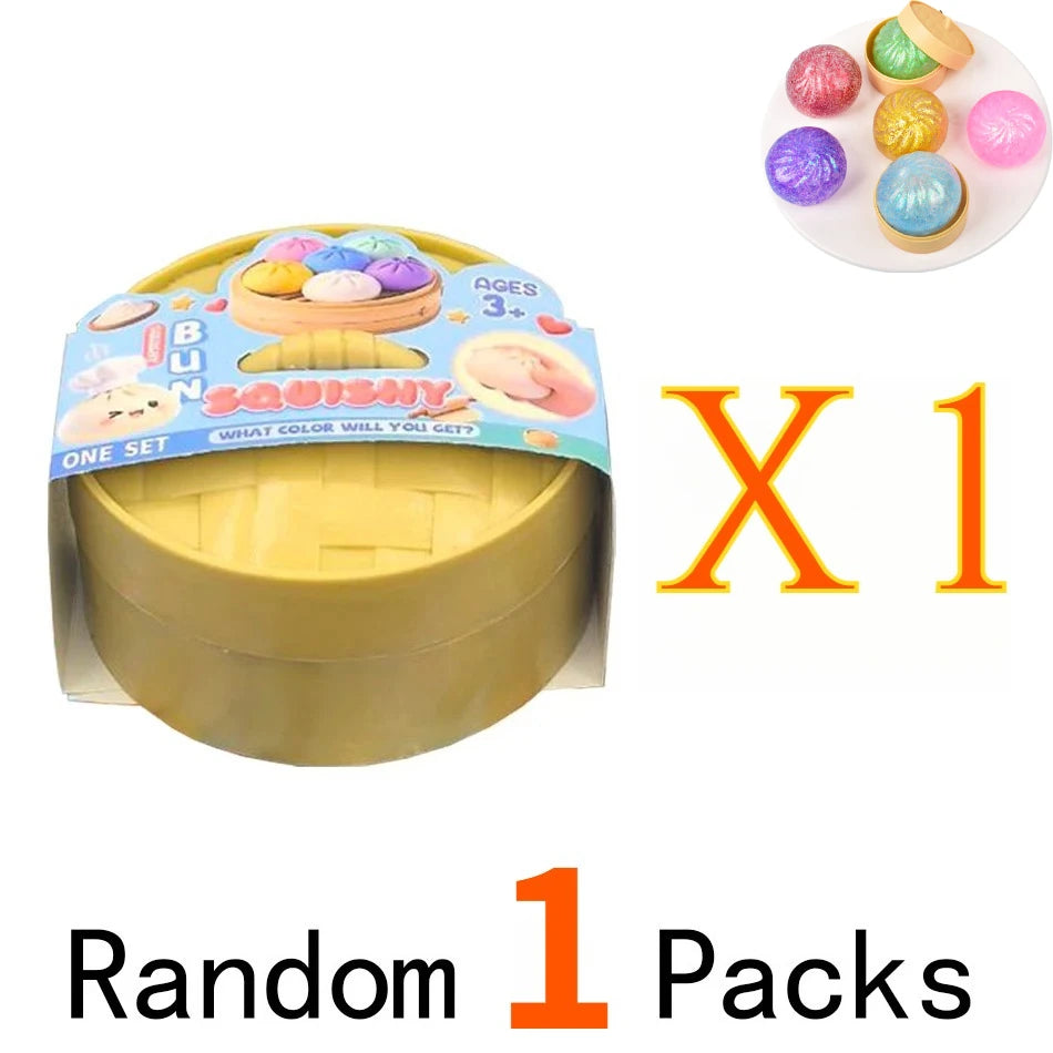 Colorful Dumpling Squishes Stress Balls Cha Siu Bao Slow Rebound Decompression Toys Feel Good Squishy Stress Relief Gifts 10cm