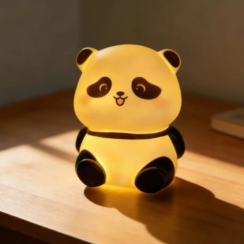 Panda Tap Night Light Soft Ambient Bedroom Lamp Sitting Prone Ornament Eye Friendly Sleep Aid Kawaii Decoration Holiday Gift