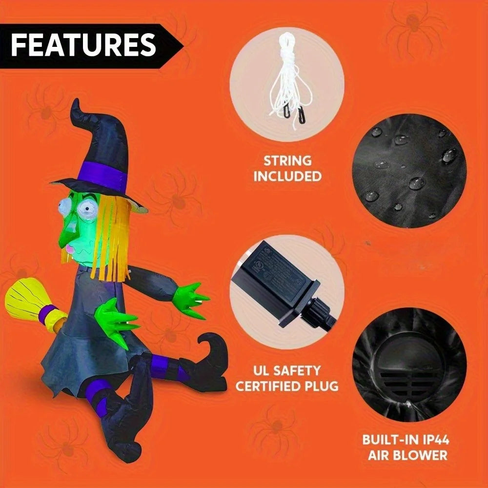 4FT Halloween Witch Inflatable Witch with Build-in LED Lights Outdoor Blow Up Decor for Yard Trees & Parties | Witch Decorations, Halloween Inflatables Outdoor, Blow Up Yard Decor
