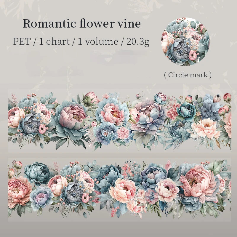 200cm/Roll PET Tape Flowers Four Seasons Series Plant Landscaping Handbook DIY Material Loop Sticker