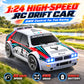 ZNLYRION RC Car Drifting Race Car 1:24 Scale 4 Wheel Drive 20km/h Adjustable High/Low Speed With Spare Drift Tires LED Headlight Taillight RC Toy For Boys Adult