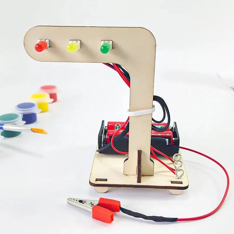 Handmade Technology Small Production DIY Traffic Lights Fun Invention Educational Science Toy Learning STEM Education