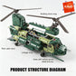KAVOWORLD Tandem Rotor Helicopter Building Blocks 1826pcs Heavy Transport Army Aircraft Construction Bricks Model Chinook Chopper Building Kit Helicopter Toy Airplane Brick Set Rotating Propellers Cargo Ramp Rollable Wheels D