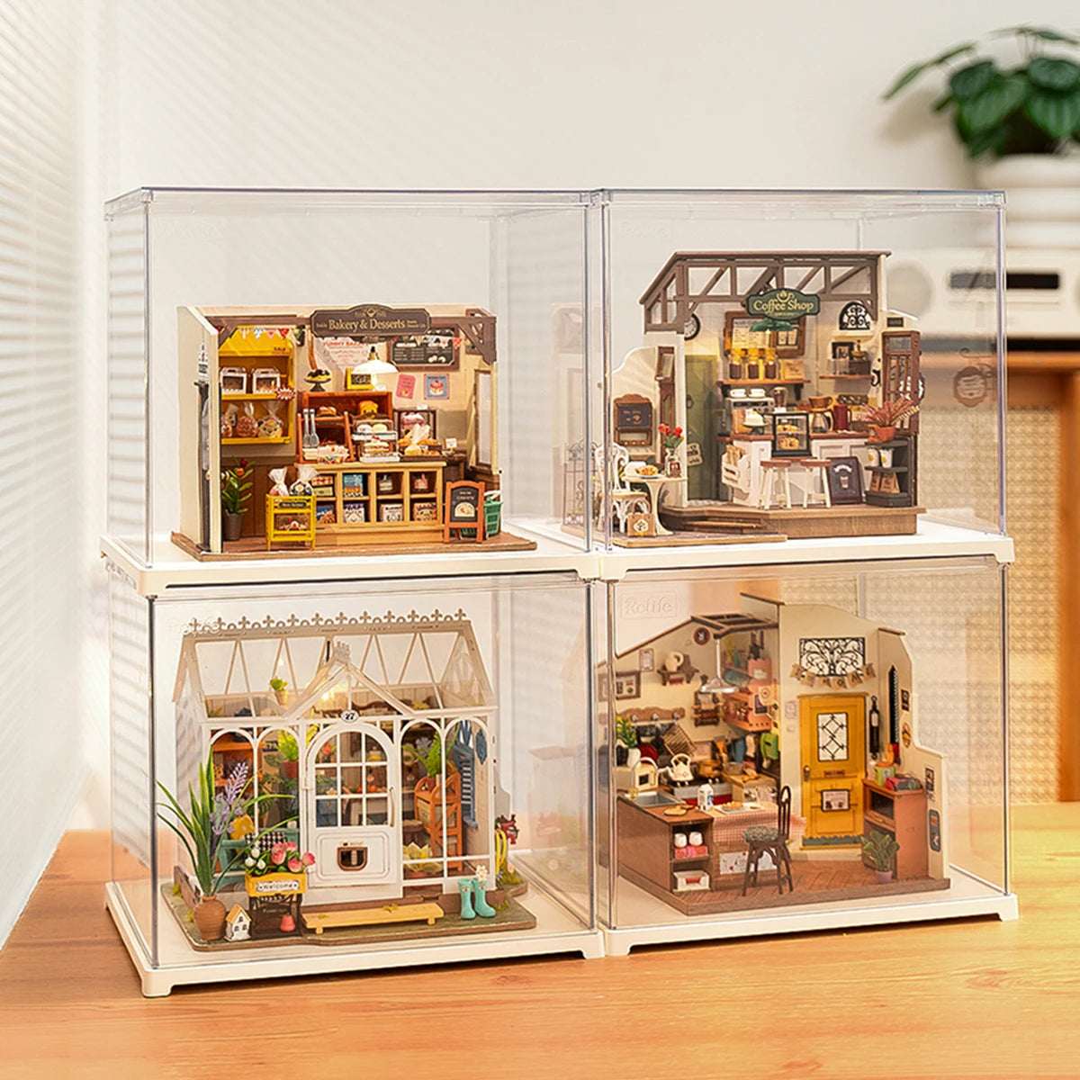 Robotime Rolife Dust Proof for All Miniature House Dollhouse Display Box Home Decoration Easy to Assembly