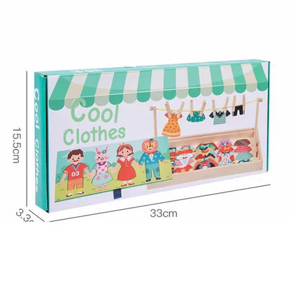 Drying Rack Clothes Dress-Up Jigsaw Puzzle Logical Thinking Matching Sorting Educational Game Wooden Toys Girls