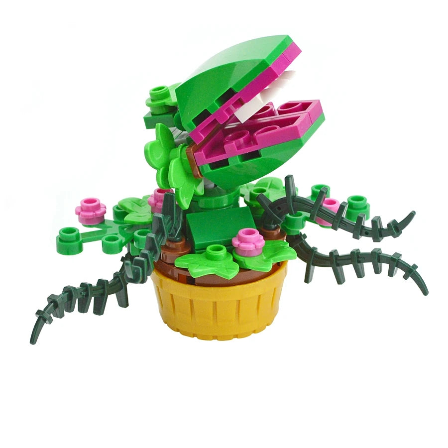 MOC Mini Potted Green Man Eater Plants Chomper Flower Plant Building Blocks Set Little Shop of Horror Bricks Kid Xmas Toys Gift