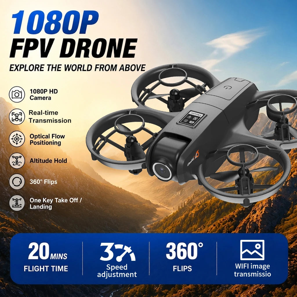 Drone Full Four Way Protection Modular 600mAh Battery Long Battery Life 40Mins Charging Strong Power Portable Outdoor RC Drone Toy