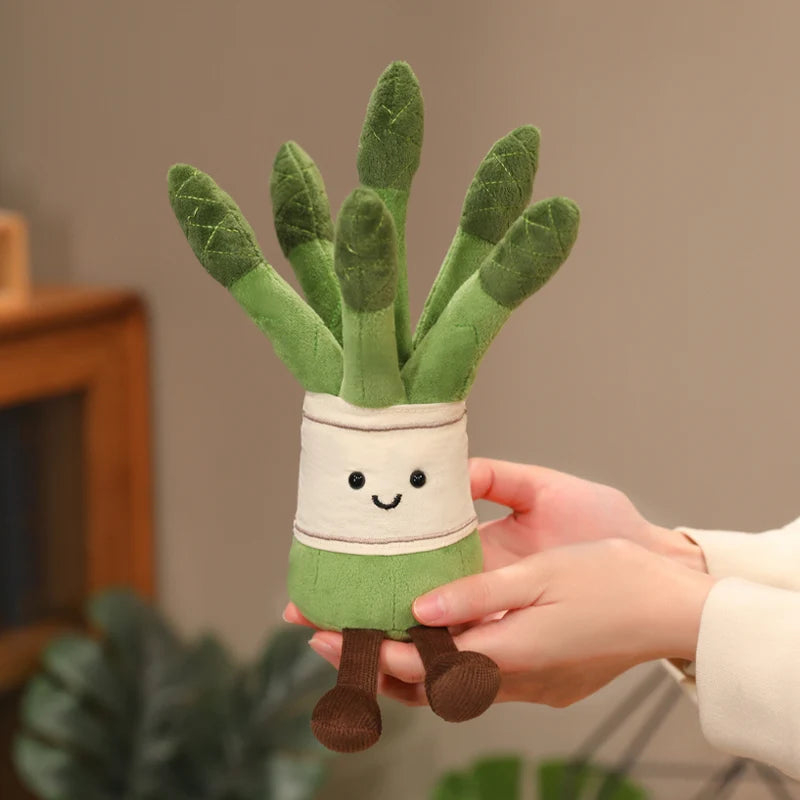 Stuffed Humanoid Vegetable Plush Pillow Smiling Corn Carrot Asparagus Doll with Legs Decor Prop Gift