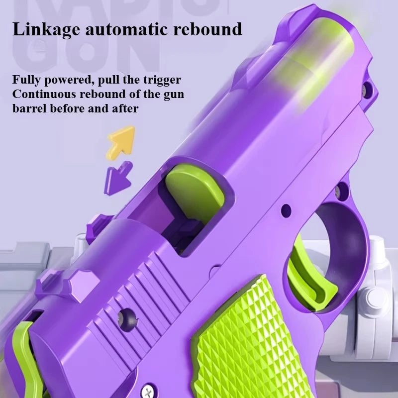 3D Printed Gravity Fidget Stress Relief Mini Pistol Toy Plastic Manual Burst Decompression Toy Christmas Gift