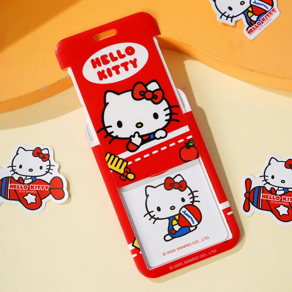 Genuine Sanrio Hello Kitty Slide ID Card Holder Door Badge Holder Lanyards Keychain Work Credential Case Employee Pass Gift