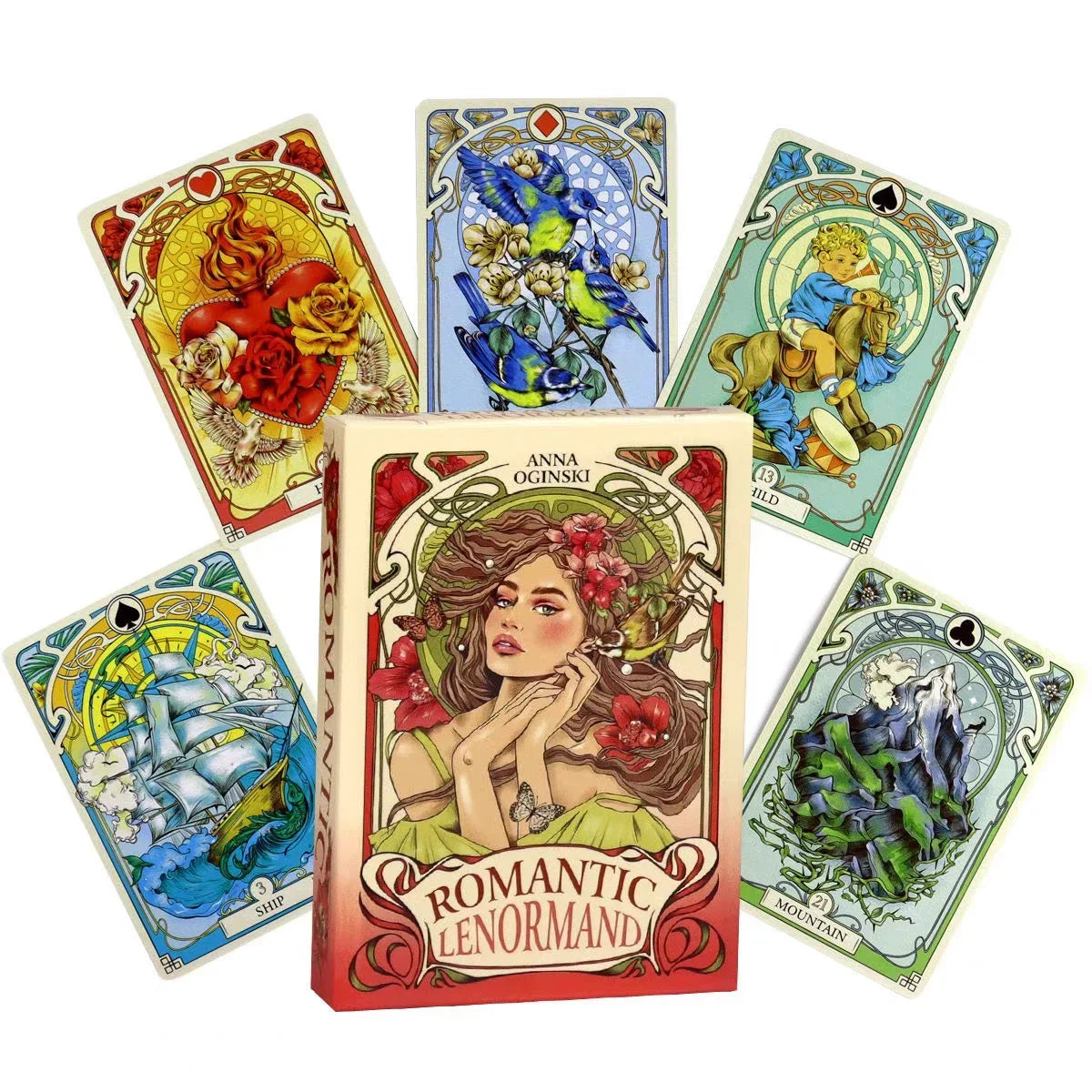 Art Nouveau Floral Romantic Oracle Cards 37Pcs English Divination Deck For Party Table Game