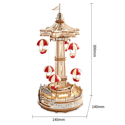 Robotime ROKR Magic Amusement Park Wooden Toys DIY Music Box Moveable 3D Wooden Puzzle for Kids Gifts for Christmas EA