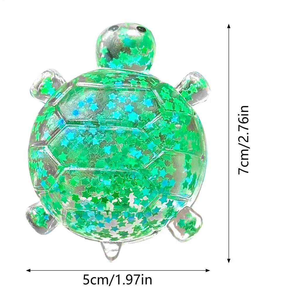 Glitter Turtle Squeeze Toy Anti Stress Sensory Fidgets Toy Stress Relieving Squeeze Ball Eye-Catching Design Squeeze Fidget Toy
