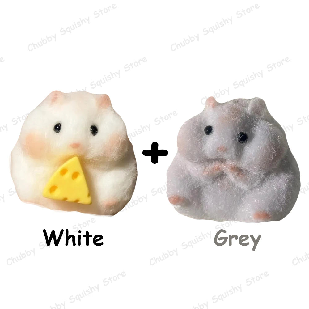 Hamster Taba Squishy Silicone Fuzzy Cute Hamster Animal Squishy Toy Mochi Toy Tabby Anti Stress Release Hand Relax Gift