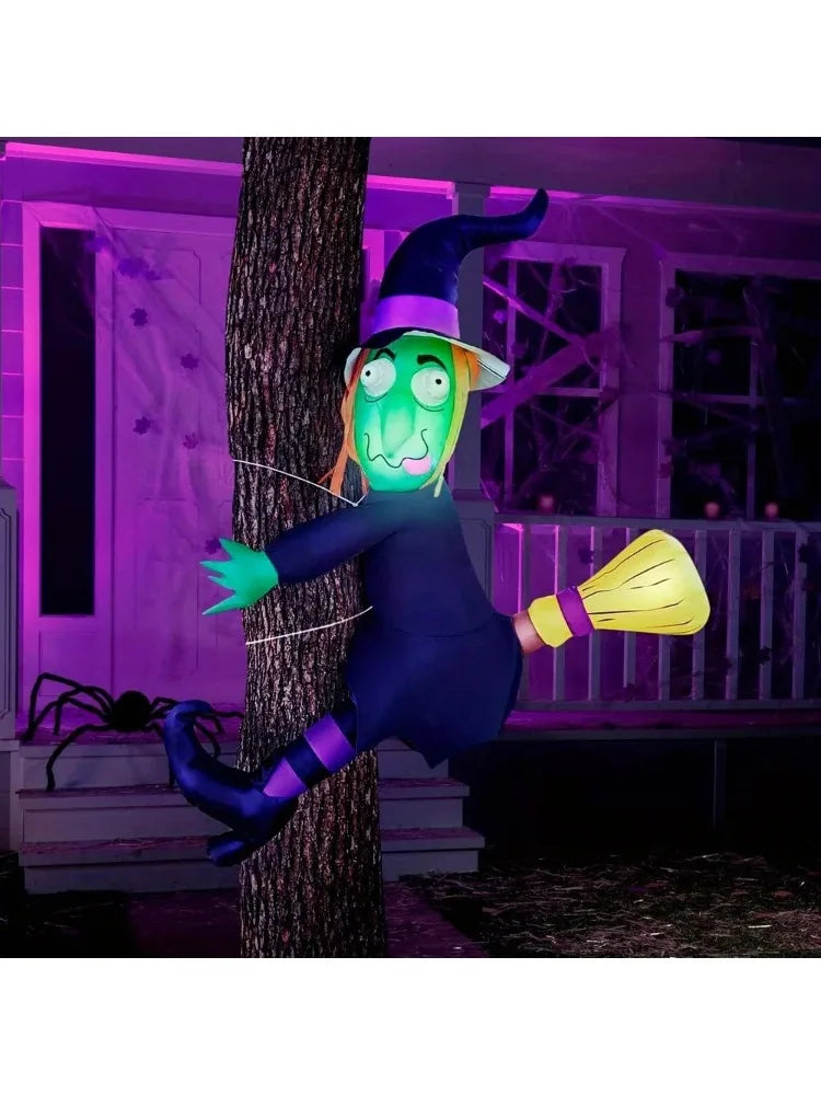 4FT Halloween Witch Inflatable Witch with Build-in LED Lights Outdoor Blow Up Decor for Yard Trees & Parties | Witch Decorations, Halloween Inflatables Outdoor, Blow Up Yard Decor