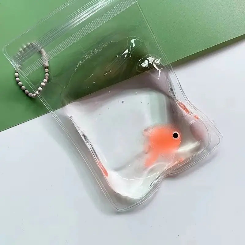 Cute Goldfish Squeeze Squishy Toy Soft TPR Pinch Fidget Gadget Transparent Bag Stress Relief Handheld Relax Novelty Accessory
