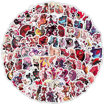 100pcs Cartoon Hazbin Hotel‌ Anime Stickers for DIY Scrapbooking Stationery Handbook Phone Water Cup Luggage Waterproof Sticker