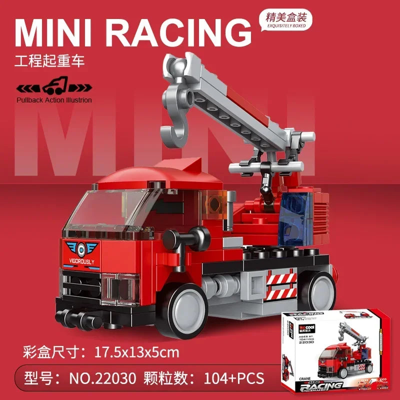Racing Car Bus Engineering Vehicle Ambulance Pull Back Model Building Blocks Brick Toys Children Boys Birthday Gift Brick
