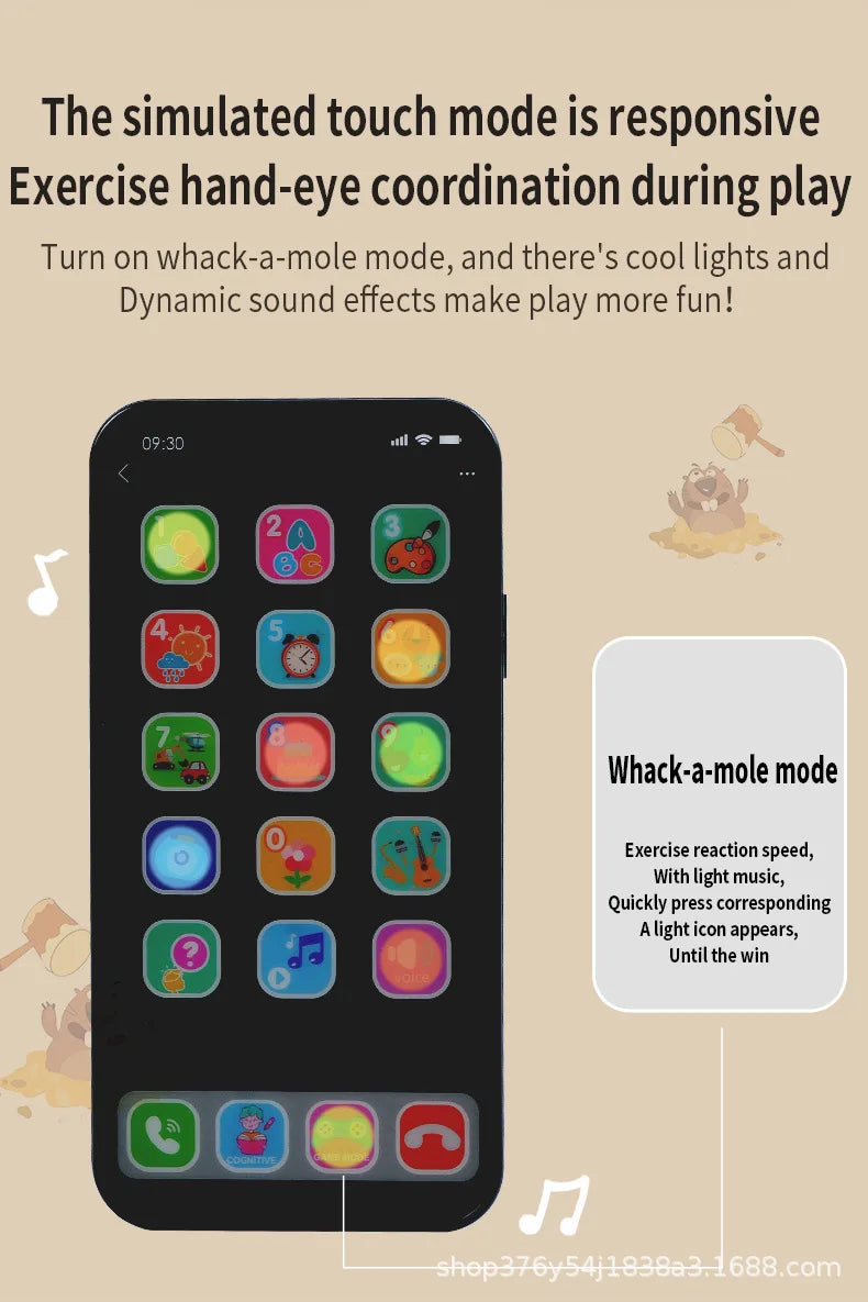New Children's Educational Toys Mobile Phone Simulation Music Touch Screen Phone Baby English Early Childhood Toys Voice Toys