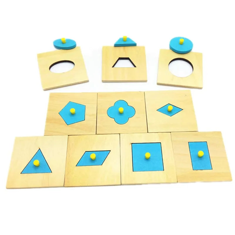 10PCS Set Wooden Geometric Peg Board Montessori Math Materials Educational Shape Matching Toys For Kids Boys Girls